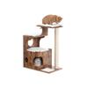 FEANDREA 86 cm Cat Tree, Medium Cat Tower with 3 Beds and Cave, Cat Condo Made of MDF with Wood Veneer, Sisal Post and Washable Faux Fur, Vintage