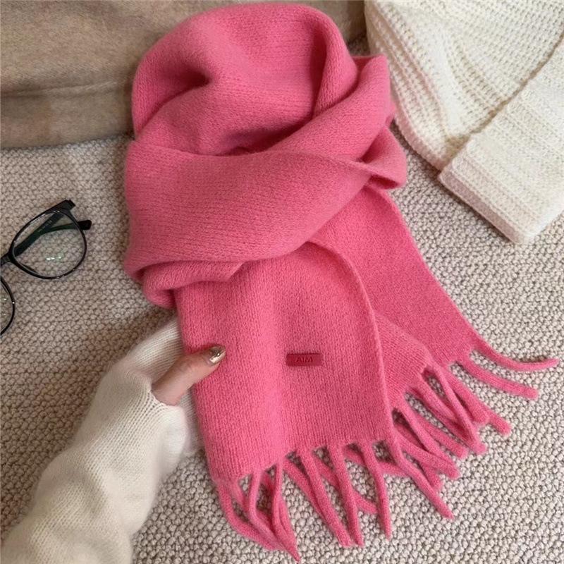 New Winter High end October Siege All Match Solid Color Wool Scarf for Women Thickened Warm Long Scarf