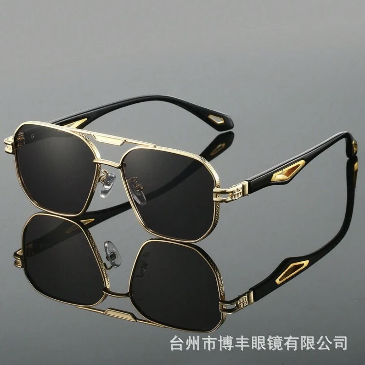 Double Beam Square Sunglasses Men S High Quality Punk Metal Fashion Sunglasses Trend Cool