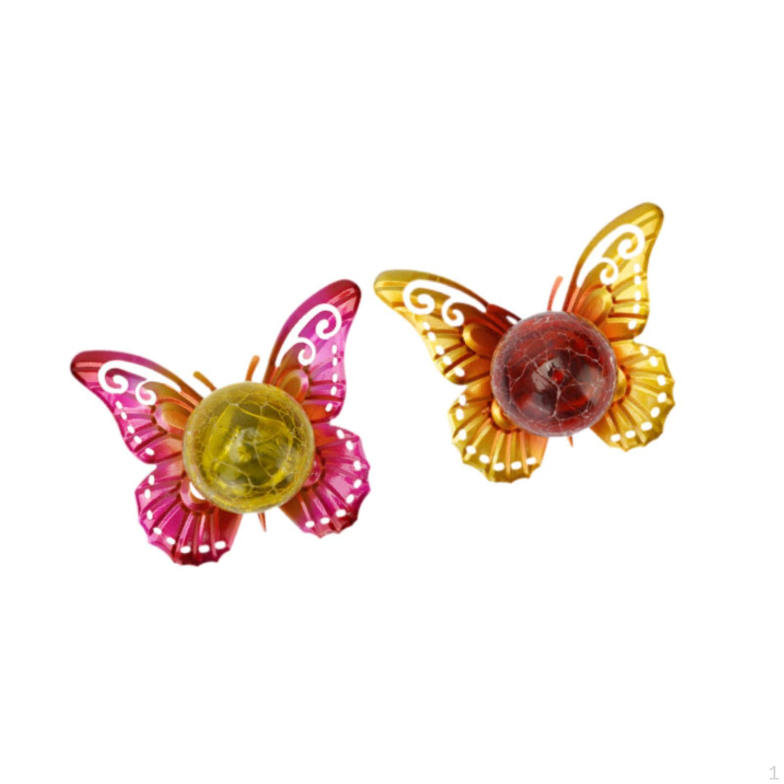 

2 шт. Садовые украшения в форме бабочки, работающие на солнечной энергии, Новинка, Художественные кованые газонные лампы для