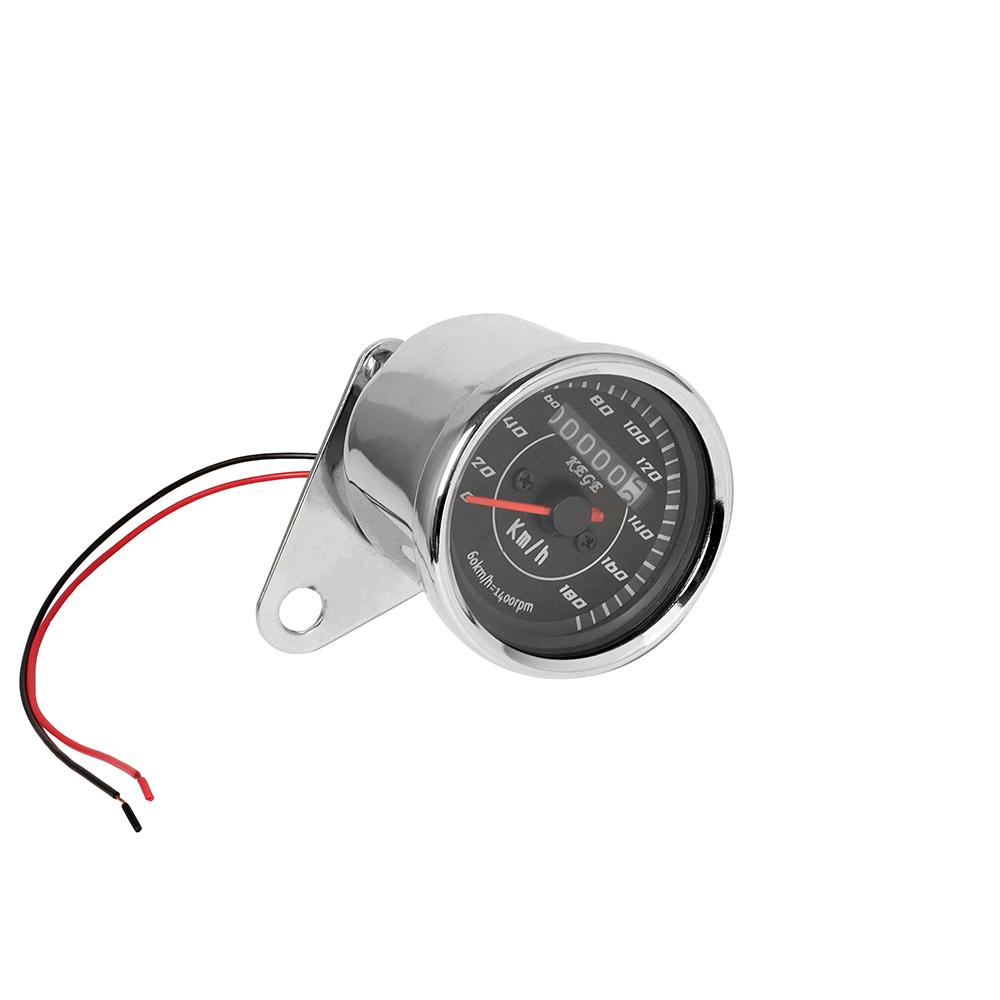 Universal Motorcycle Speedometer Black/ Chrome LED Light Odometer Speed Meter Gauge Mile For Harley Honda Cafe Racer Motorbike
