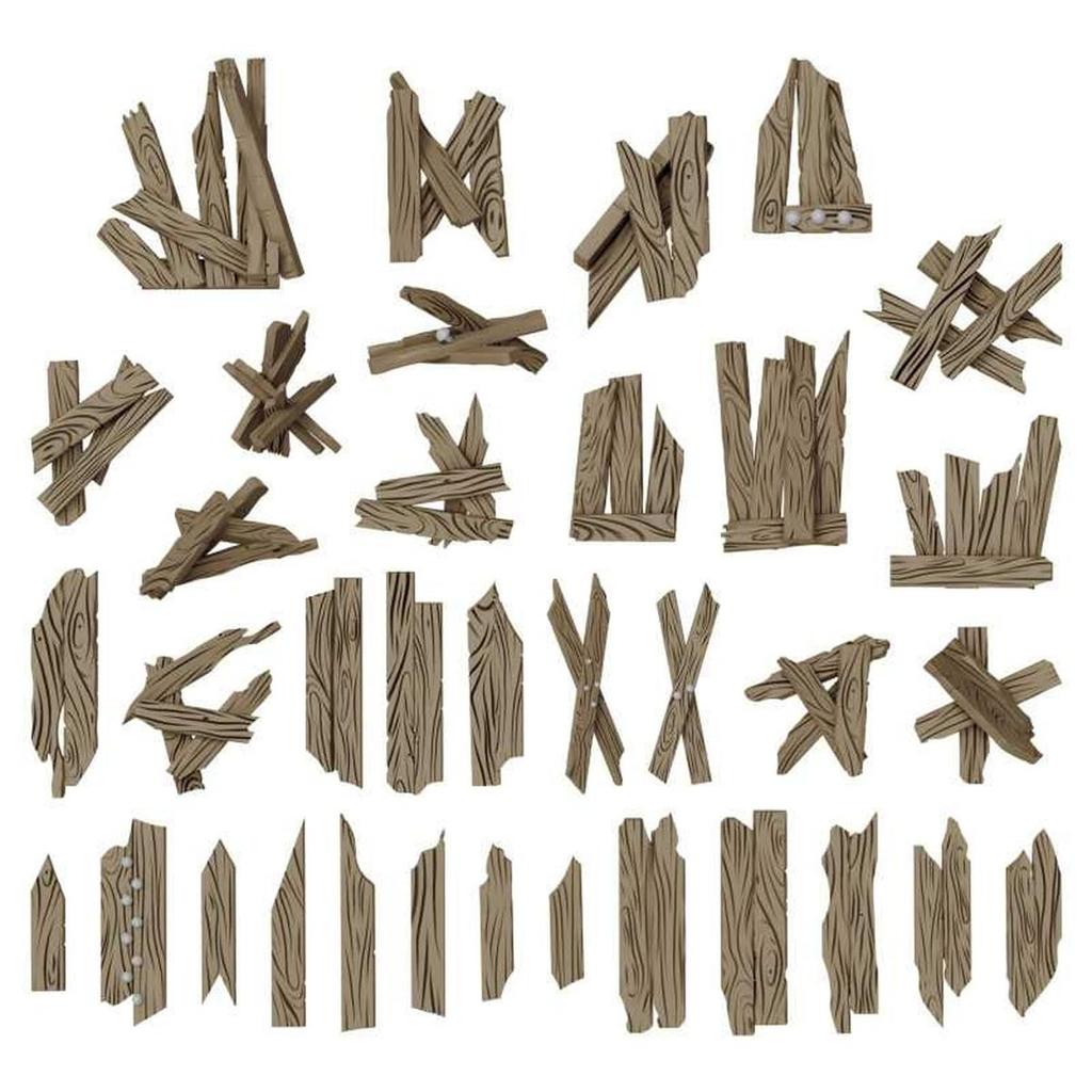 Green Stuff World Broken Wooden Boards Miniature Accessories 35pcs