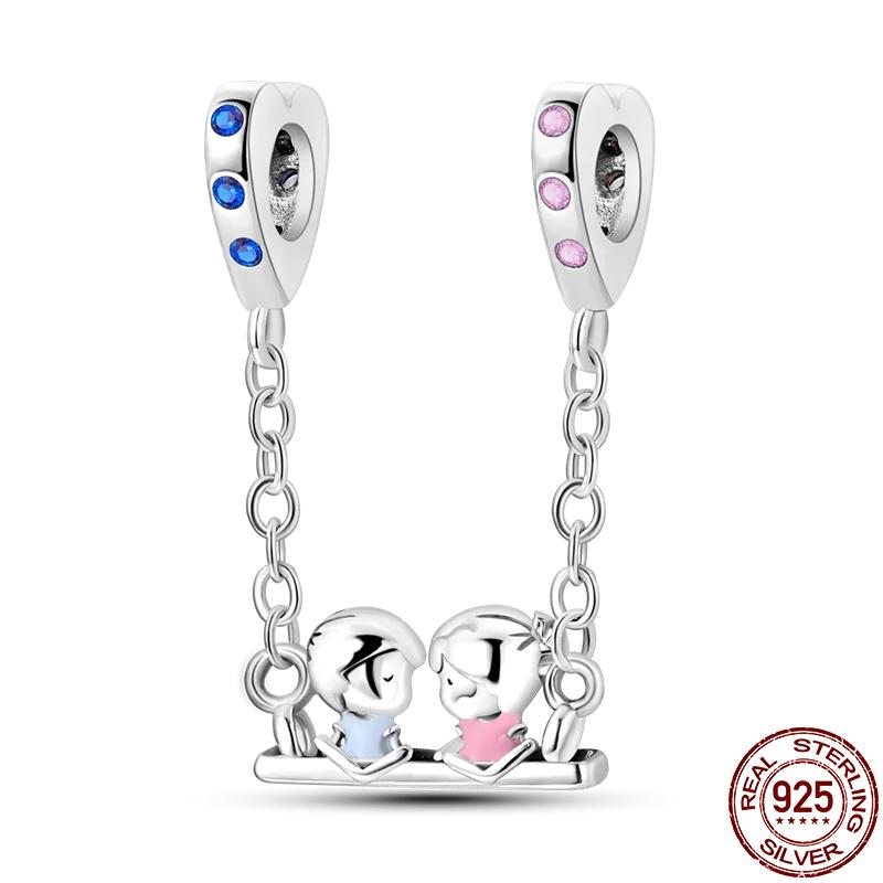 Copper Couple Lovers Sisters The Swing Pendant Charms Fit Original Bracelet Diy Bead Women Jewelry Gift