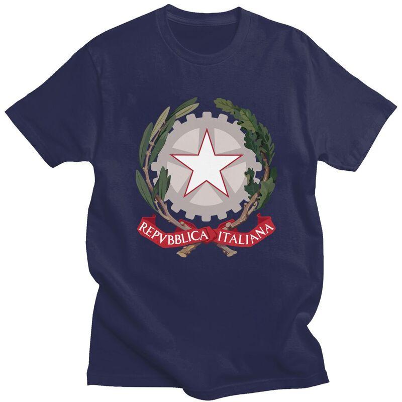 

Custom Emblem Of Italy T Shirts Men 100 Cotton Tees Italian Flag Tshirt ShortSleeve Fashion Tshirt 4XL