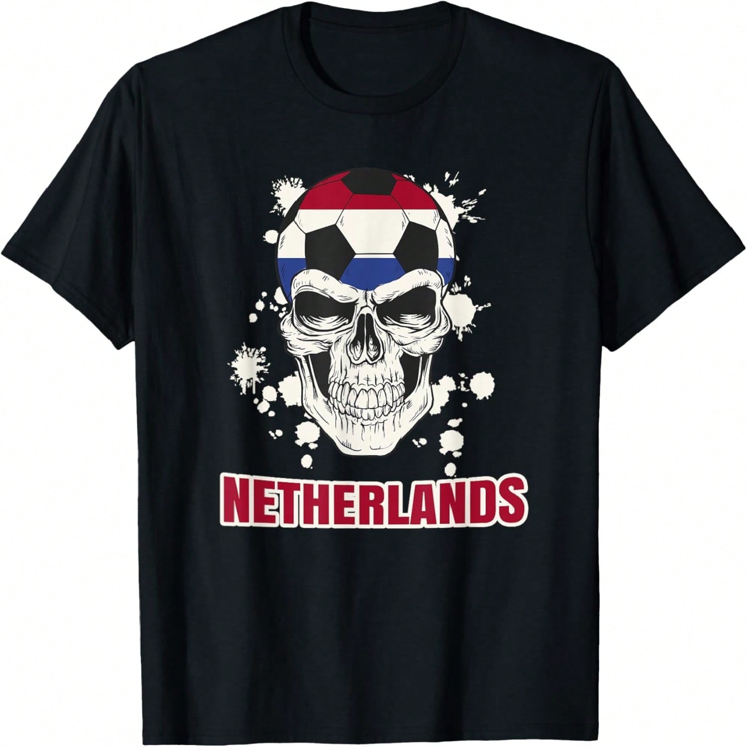 Netherlands Football Dutch Soccer Player Skull T-Shirt S