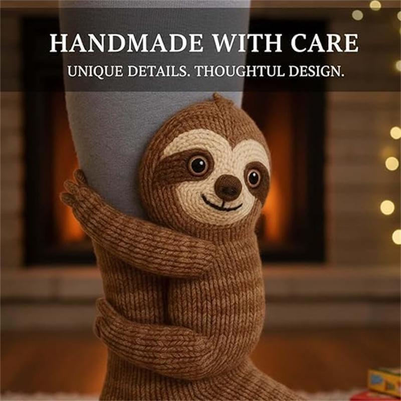 1 Pair [Animal Socks] Sloth Funny Double-Layer Cotton Socks -3D Cute Animal Plush Socks for Themed Parties, Gifts, Casual Attire