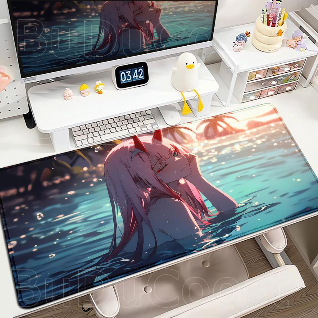 XXL HD Print Keyboard Pad Large Size Anime Mouse Pads Darling in The FranXX 02 Gaming Table Pad 400x900mm Big Desk Mats Zero Two