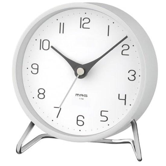 MAG Table Clock Analog Silent Continuous Second Hand Stand Cute Stylish Simple Interior Diameter 11.2 cm White Cozy Time T-794A WH-Z Noah Seimitsu