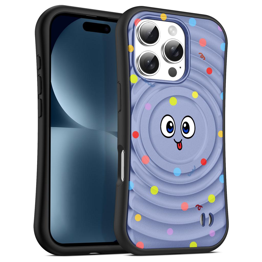 Boyang Phone Case with Hanging Rope Hole Emoji Polka Dot Anti Drop MagSafe Magnetic Suction for Apple 16pro Phone Case