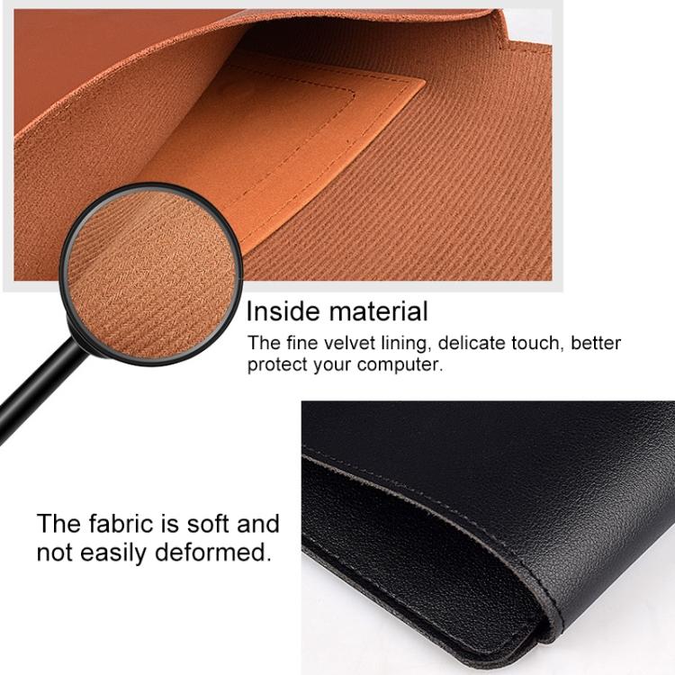 PU05 PU Leather Laptop Sleeve 15.4 Inch, Multi-functional Notebook Protective Bag with Triangle Support, Magnetic Heat Dissipation Laptop Cover