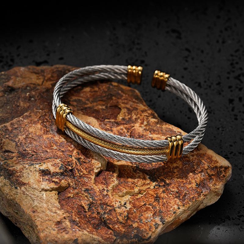2026 Jewelry Simple Woven Bracelet Two-color Electroplated Woven Bracelet