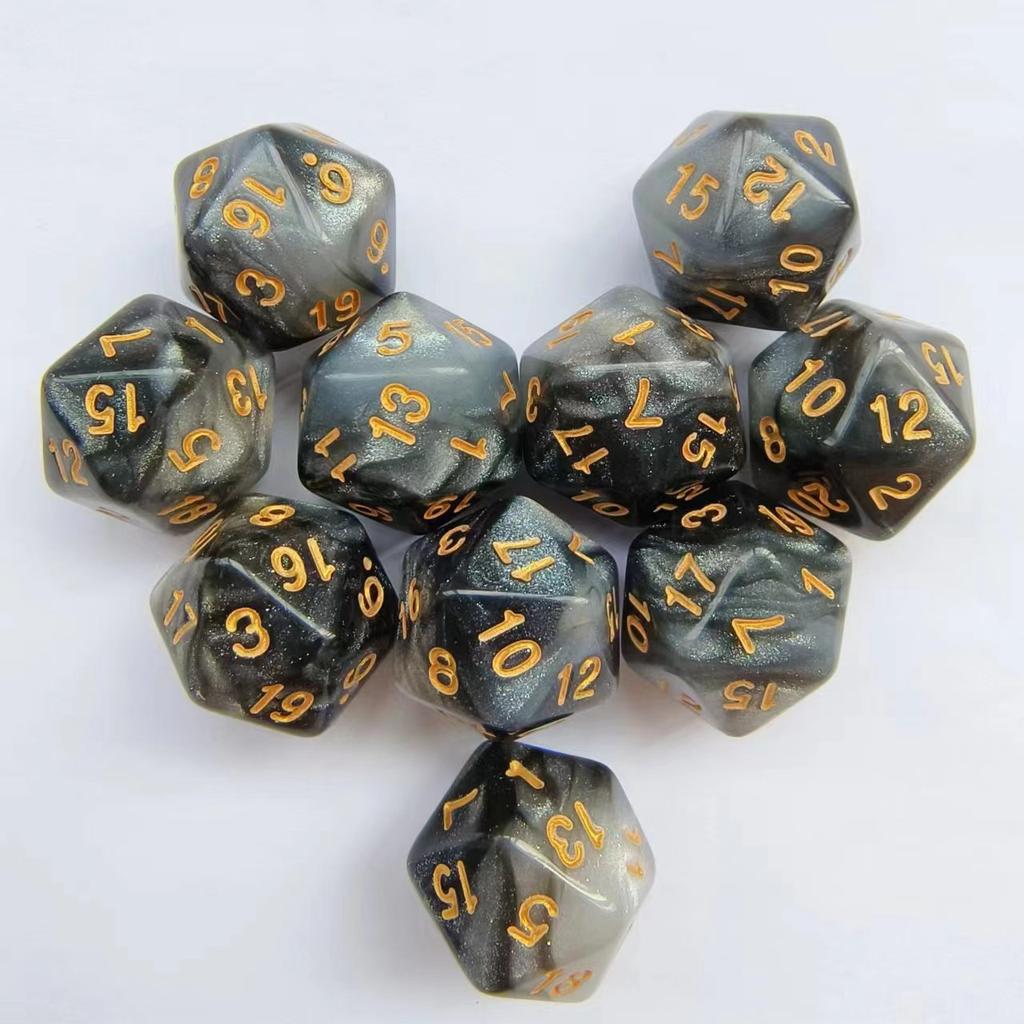 10pcs/set of 20 Sided Dual Color Starry Sky Dice Acrylic Number Dice for Dnd COC RPG Running Team Table Board Game Dnd Dice Set