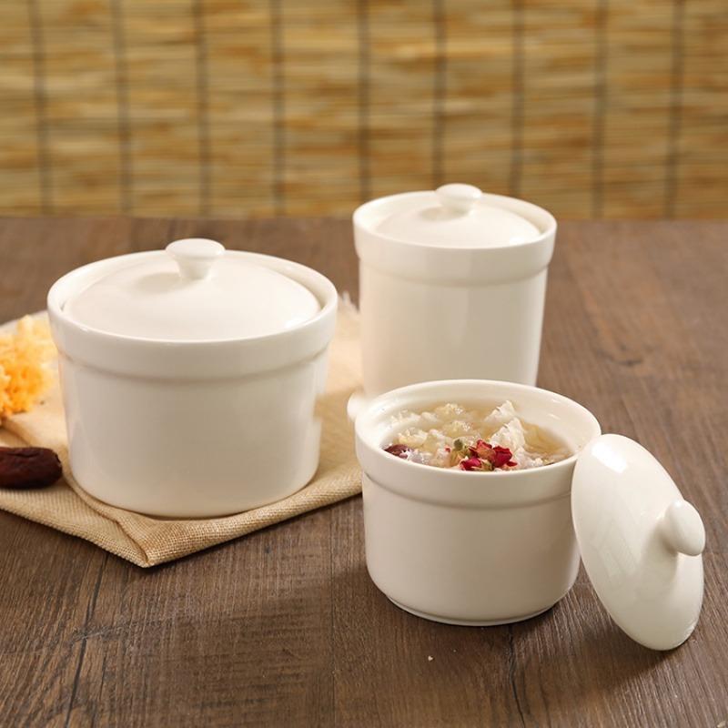 Wjg Pretty B Ceramic Stew Cup, Simple Restaurant, Household Water-Proof Stew Soup Cup, Baby Dessert, Complementary Food, Porridge, Bird's Nest Stew Cup, Small Stew