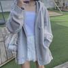 Women's Plus Size Gray Long-Sleeve Hooded Sweatshirt - Loose Fit, Hong Kong Style, New Autumn 2021