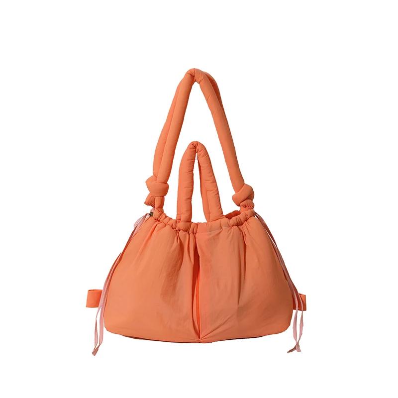 Solid Color Nylon Zipper Shoulder Bag Stylish Design Women's Crossbody Bag Stylish Sweet Multi-functional Tote Bag