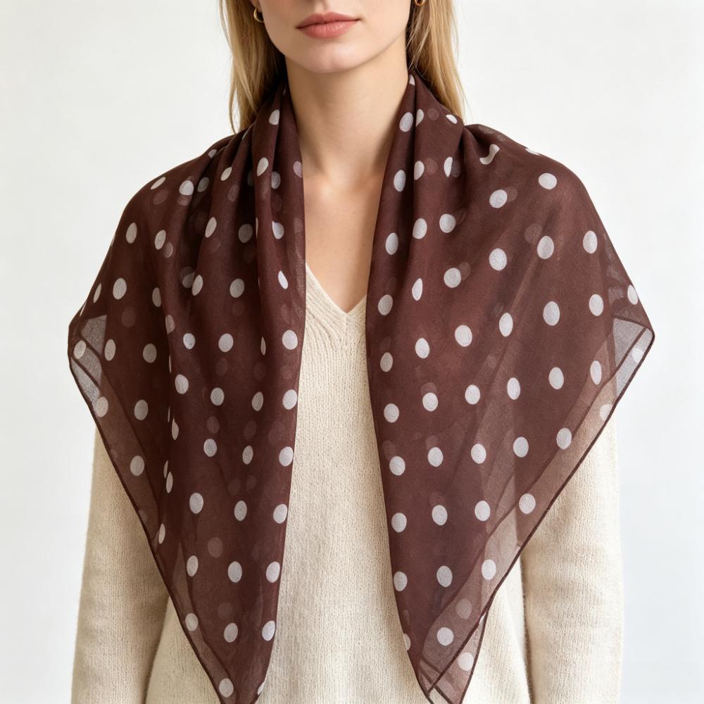 1 piece 90 square fashionable polka dot Bali yarn women's scarf temperament cotton feeling outer shawl casual bag headscarf
