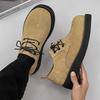 2025 platform derby shoes British heightening men's shoes tooling casual basic versatile commuter leather shoes beige 1560-J
