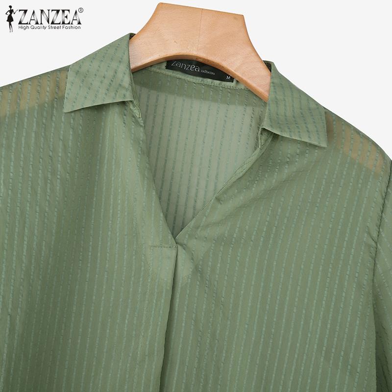 ZANZEA Women Summer V-Neck Loose Casual Half Sleeve Blouse