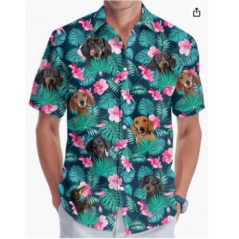 A new large-size men's fashion digital printing short-sleeved shirt in summer from the source manufacturer