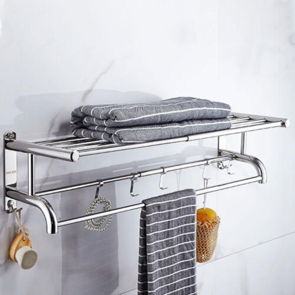 

Bymaocar Telescopic Bathroom Shelf With 4 Hooks Bathroom Hotel Rail Holder Stainless Steel Wall Mounted Rustproof Storage Shelf серебряный
