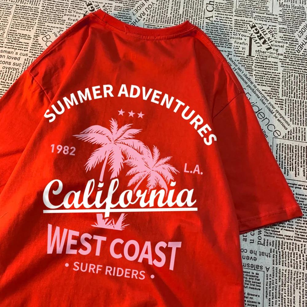 

Летние приключения Калифорния Западное побережье Мужская одежда Хип-хоп свободные футболки мода большие хлопковые летние женские футболки новые XXXXXL армия зеленый