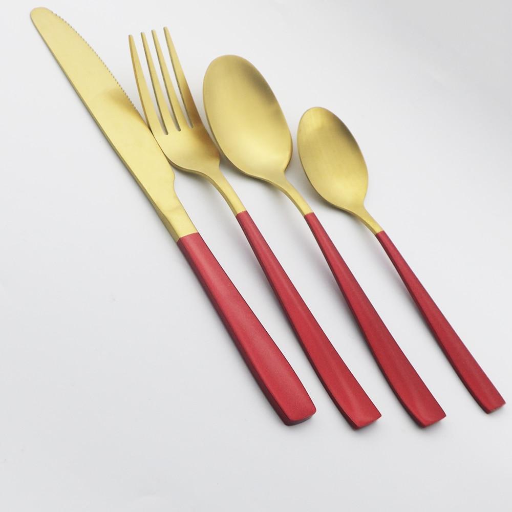 4Pcs Matte Silver Stainless Steel Silverware Cutlery Set Dinnerware Knife Fork Spoon Flatware Kitchen Home Dinner Tableware Set