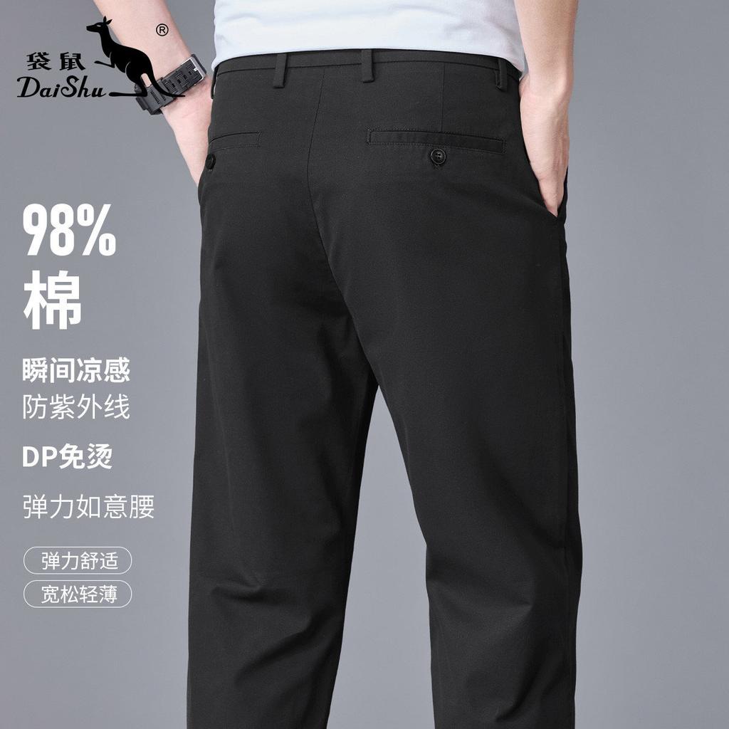 [UV Resistant Cooling Sensation/98% cotton/DP No Ironing] Light and Thin Sun Protection Elastic Commuting Casual Pants for Men