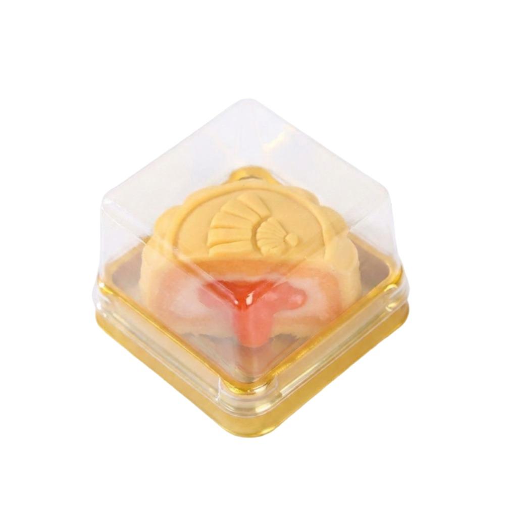 50Pcs Sealed Moon Cake Boxes 50/75/100g Cookies Storage Box Plastic Muffin Container Pastry Display