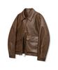 Standarderror 87-Stan176 Minimal Vintage Double Pocket Leather Jacket Brown