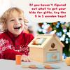 Montessori Wooden Toys 5 In 1 Object Permanence Box Ball Coin Drop Toy House Rainbow Spinning Drum&Shape Sorter for Toddlers