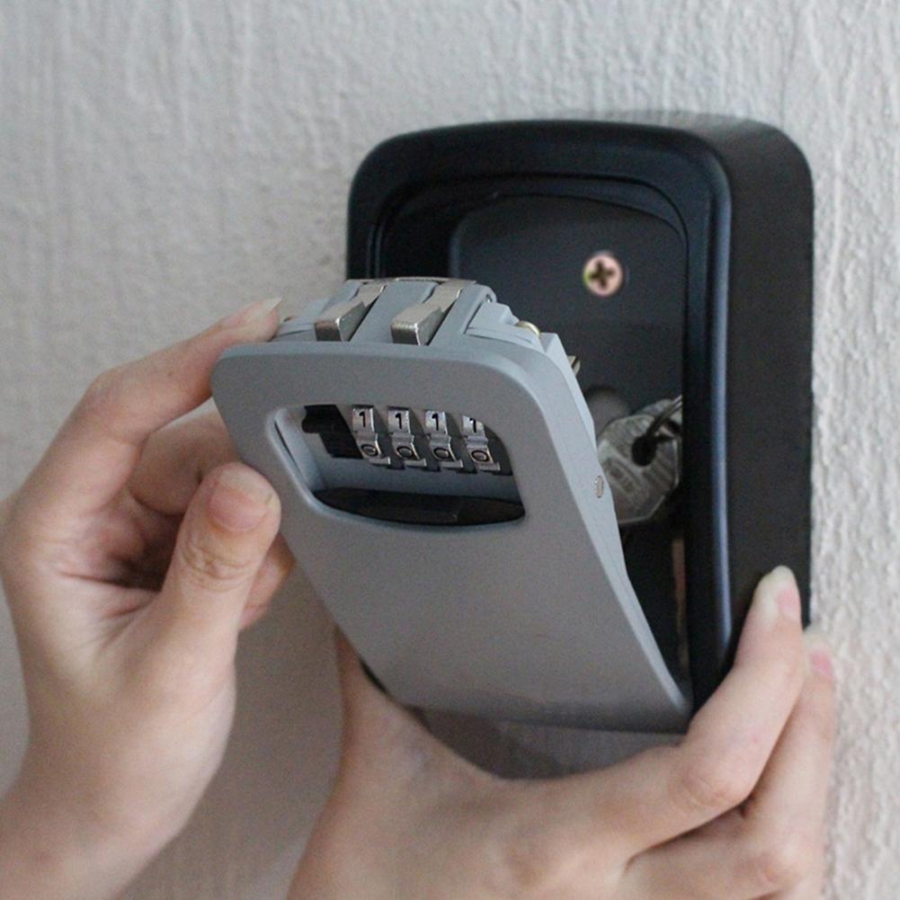 Wall Mounted 4 Digit Combination Key Lock Box Safe Security Storage Case Organizer