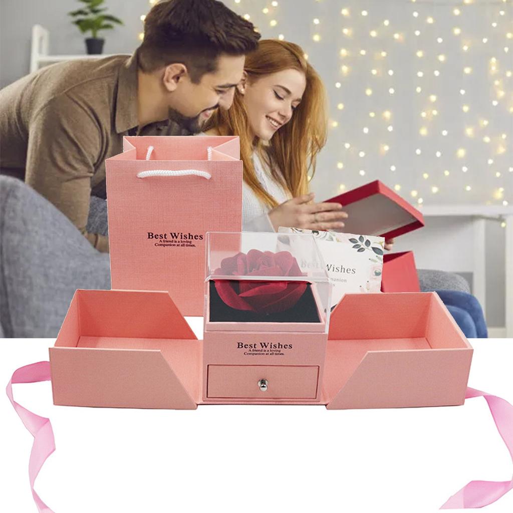 Rosas Artificiales Eternas Con Collar Gifts Box, Ose Gifts Box For Women, Valentine's Day Decor