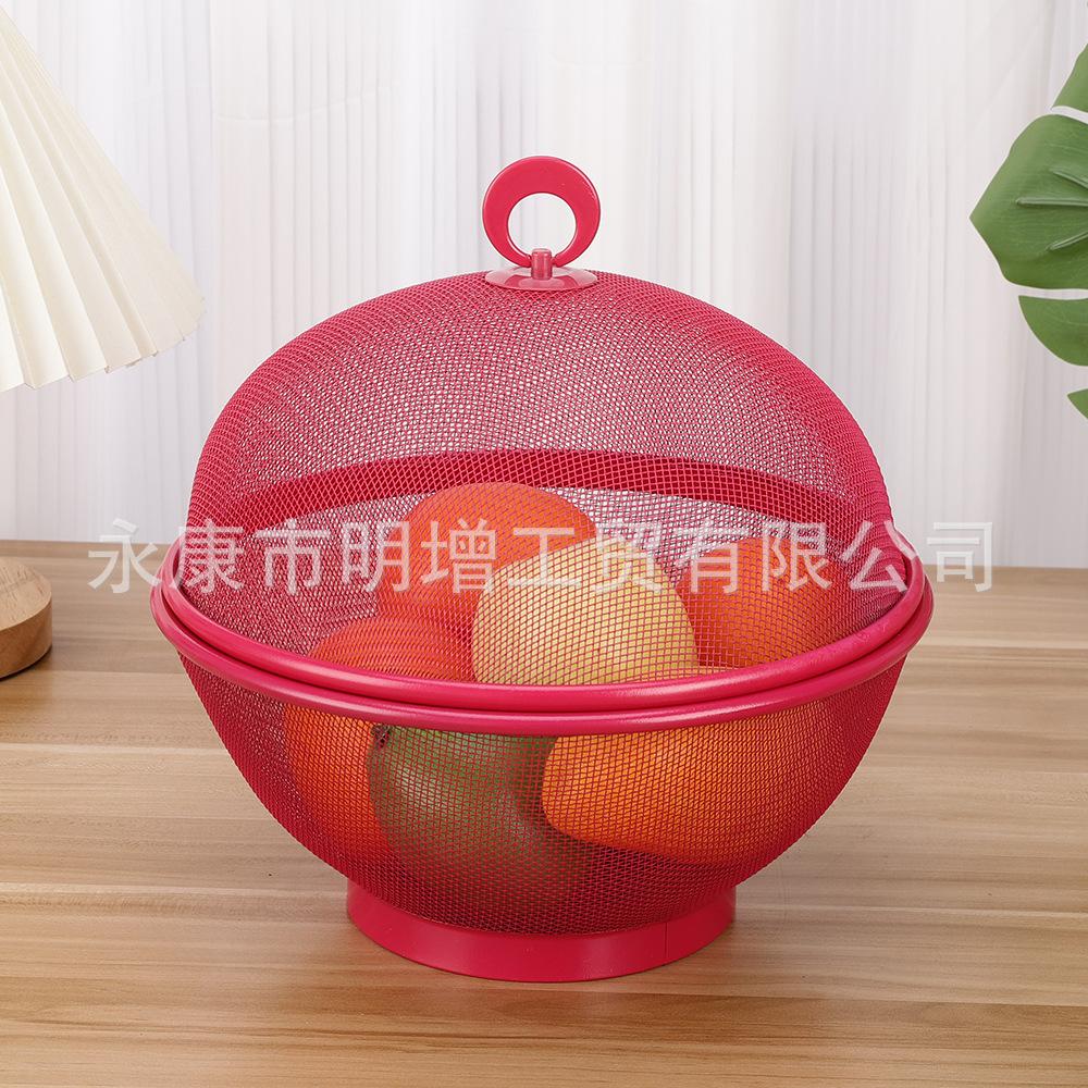 Iron Mesh Fruit Basket With Lid Vegetable Cover Kitchen Supplies Vegetables Fruit Holder  Summer