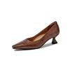 Krazing Pot Cow Skin Square Toe Stiletto Med Heels Summer Shoes Big Size 41 Concise Style Women Shallow Pumps