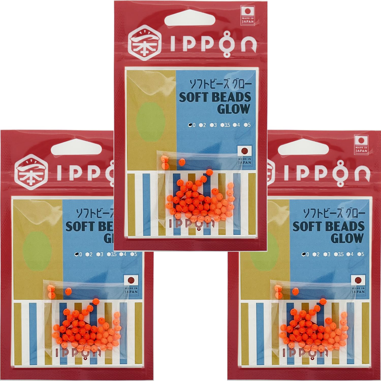 

IPPON Soft Beads Glow Orange Size 0, 50 pieces, 3 packs