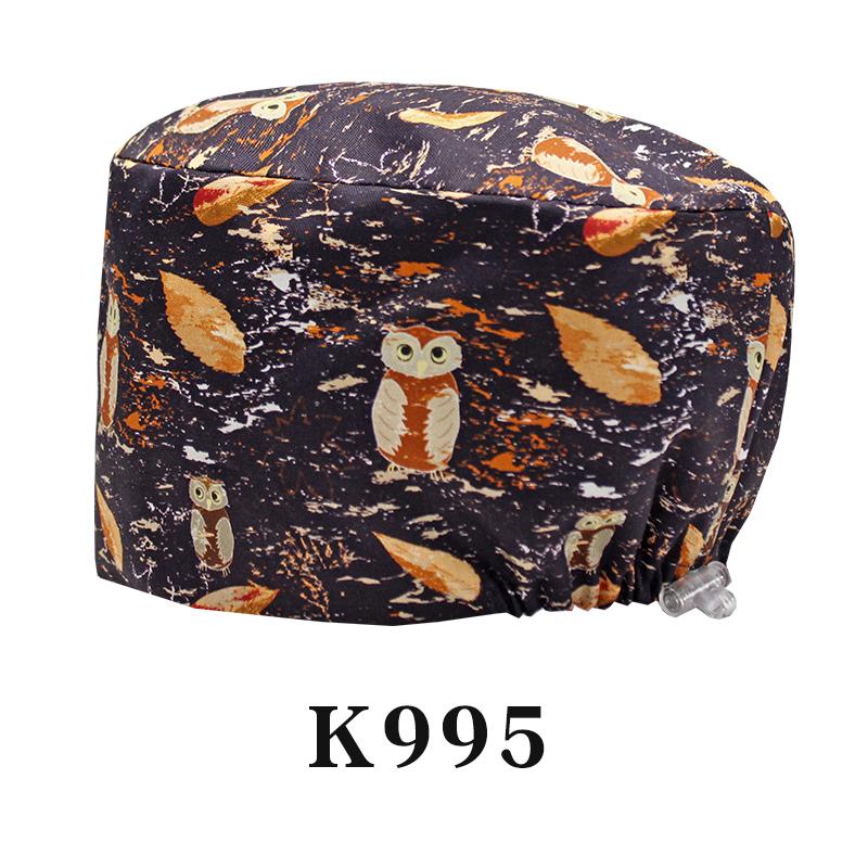 Cartoon Printed Nursing Caps Men Women Medical Hats Adjustable Long Hair Pet Dental Clinic Doctors Scrub Hat