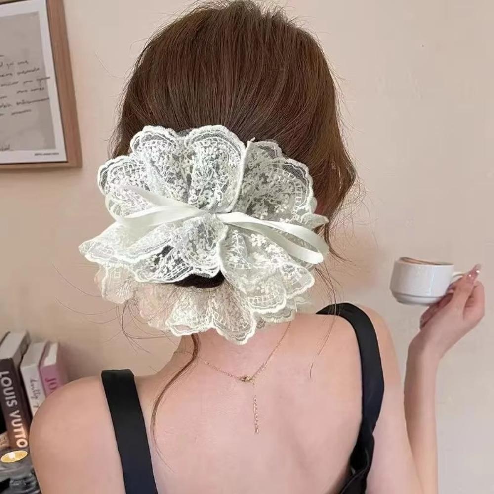 Multi-Layer Hair Bands Lace Trim Ponytail Holder Sweet Hair Ties  Girls