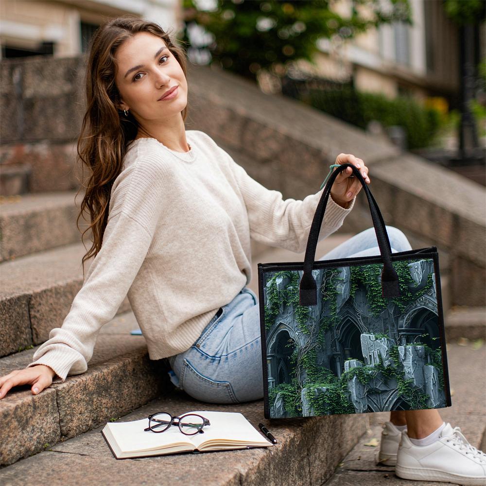 Gothic Ruin Ivy Printed Fashion Daily Tote Bag Casual Large Capacity Carry Bag For Outdoor Shopping Commute