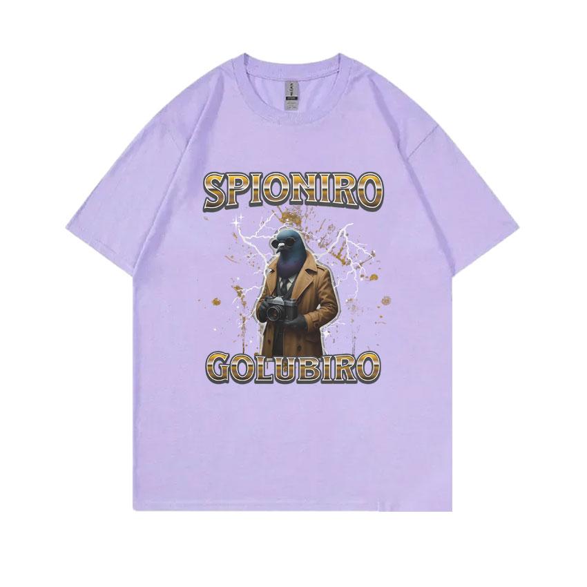 Italian Brainrot Spioniro Golubiro Tshirt Pigeon Funny Meme T-shirts Men Women Casual Cotton Short Sleeve Male Vintage T Shirt