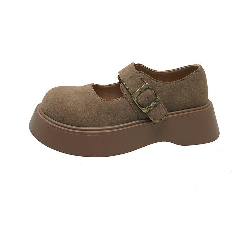 [Yushilai] Japanese Retro Big-headed Mary Jane Shoes for Women's Spring 2025 New Thick-soled Versatile Loafers