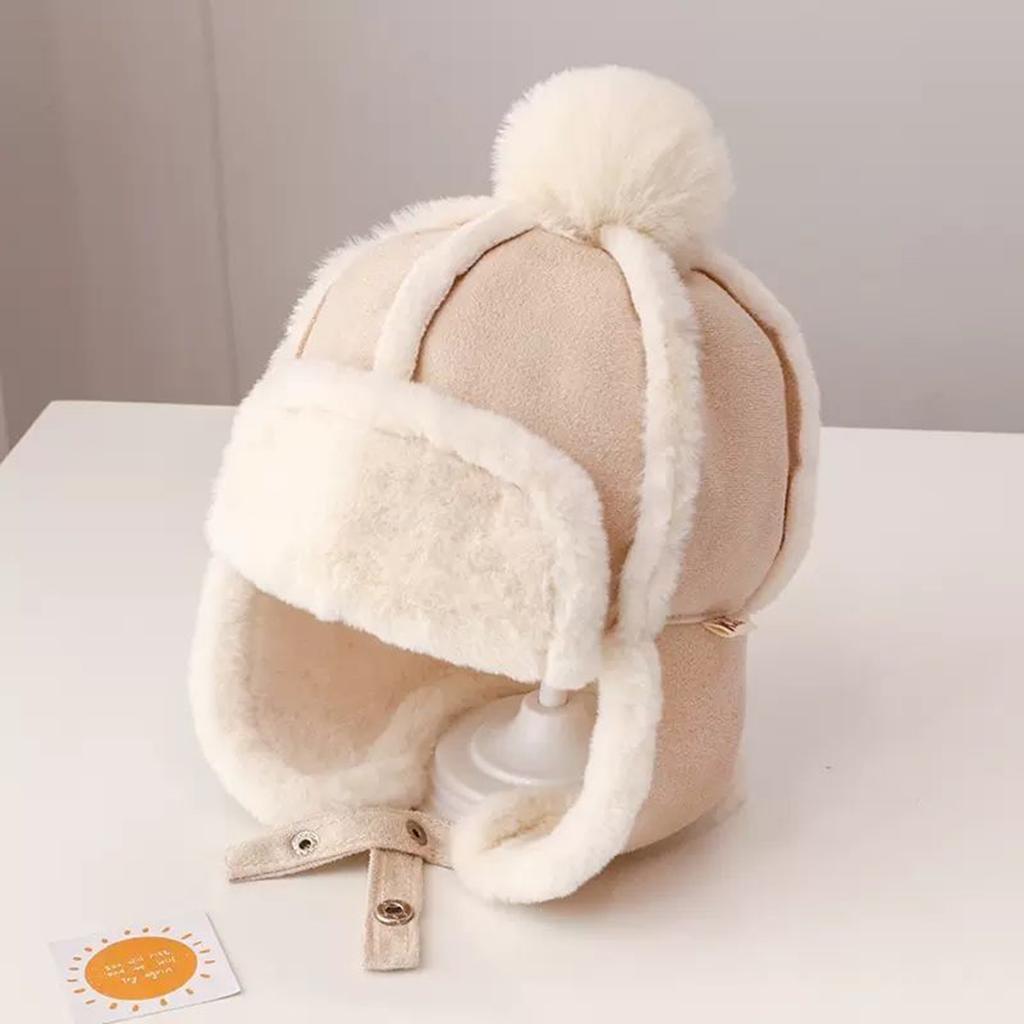 Ear Flap Ushanka Hat for Little Girl Boy Ear Protective Trapper Hat Windproof Winter Warm Hat for Kids Outdoor Activity