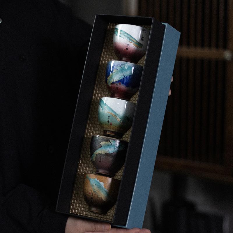 Kung Fu Tea Cup Kiln Baked Teacup Tea Cup Single Tea Cup 5 Gift Set Hand Gift Large Master Cup Ceramic Teacups Tea Cup