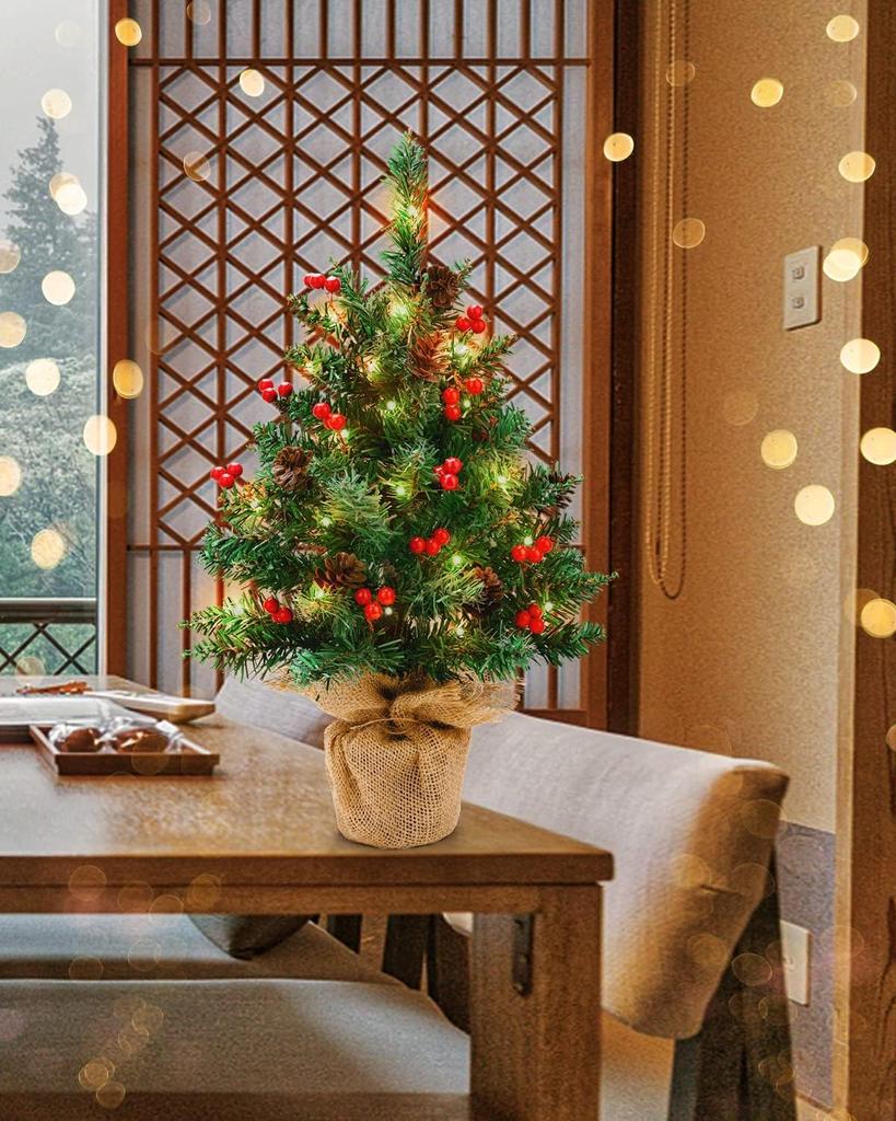 ZPOW Tabletop Mini Christmas Easy To Includes Instructions and Protective Gloves Tree, Small, 45cm, Foldable, Assemble, 11-Piece Set,