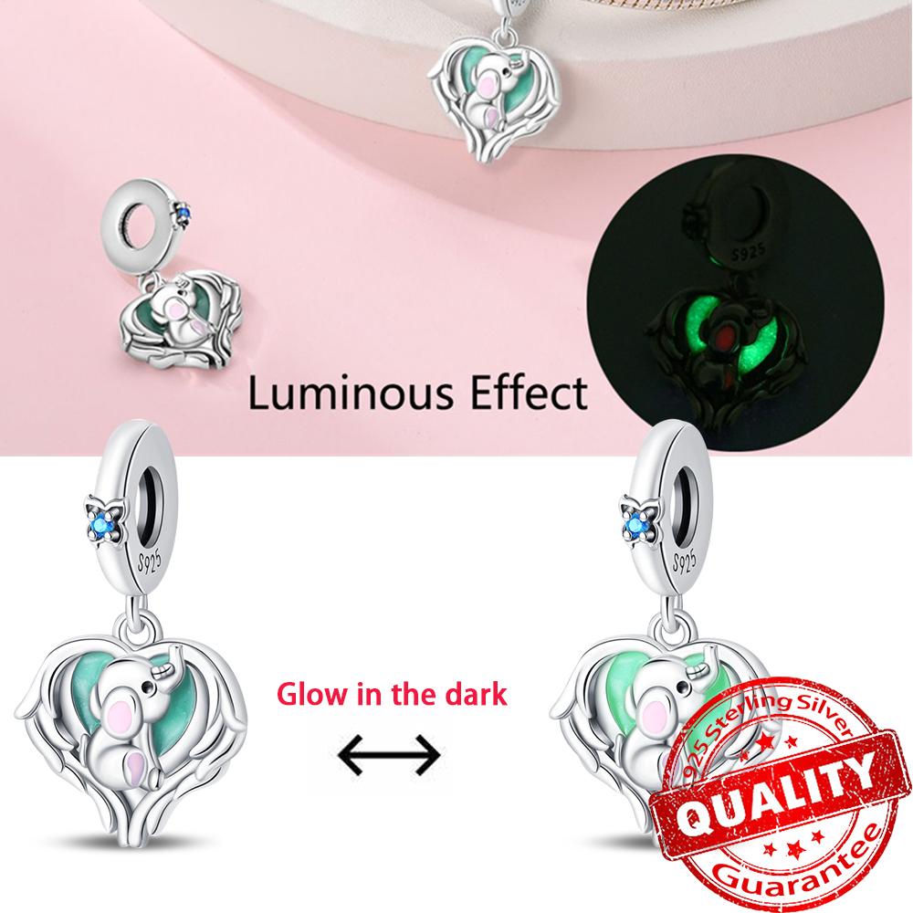 Authentic Glow-In-The-Dark Firefly Dangle Charm Fit Original Bracelet Diy Copper Flower Lantern Charms For Jewelry Making