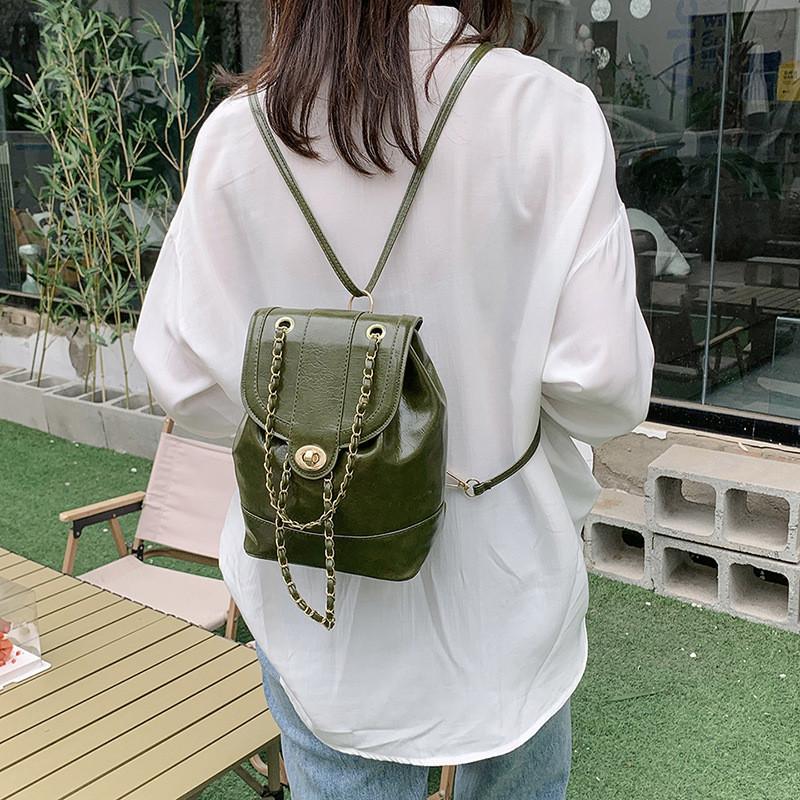 Trendy Women's Black Chain Backpack Stylish Casual Travel Bag For Everyday Use