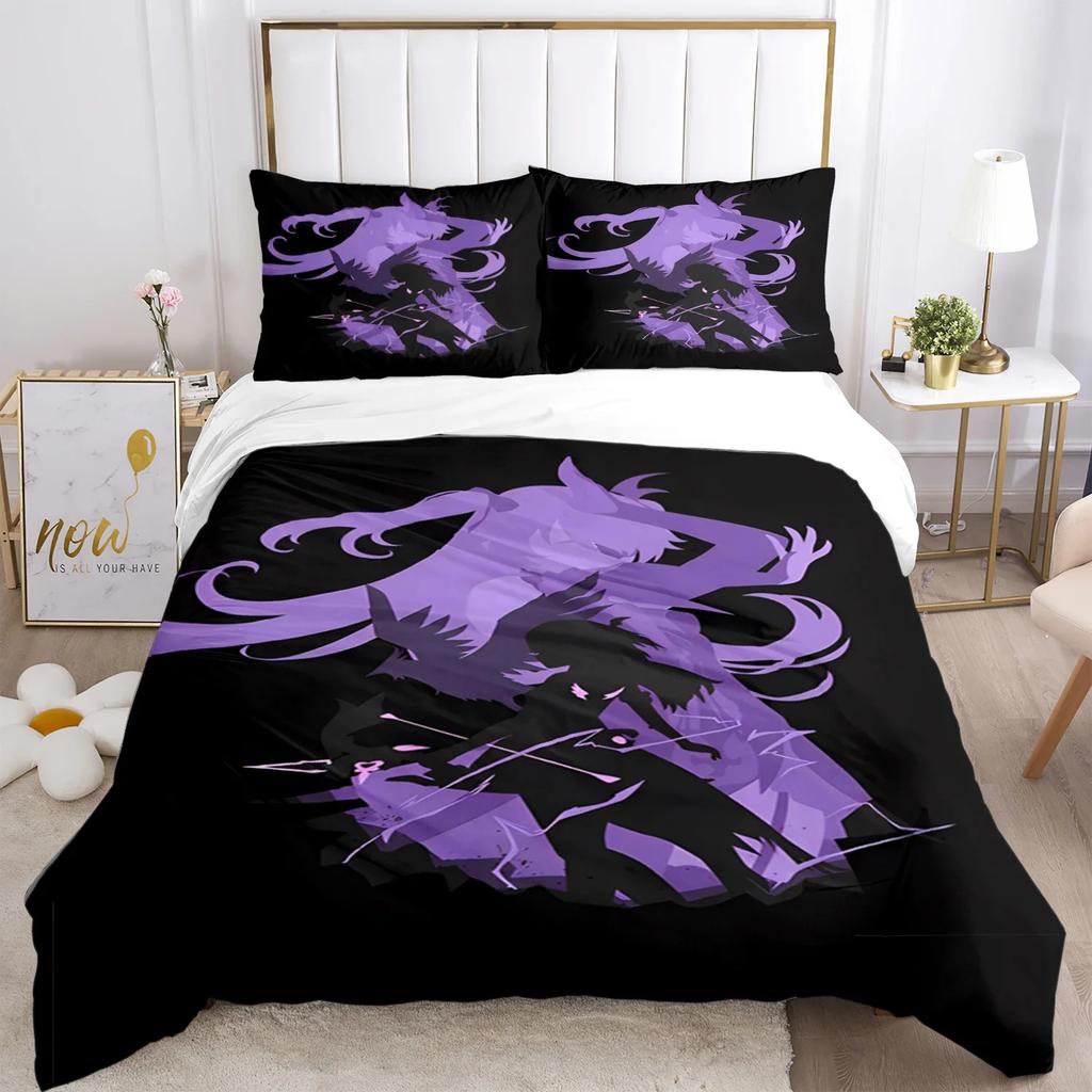 Genshin Impact Print Three Piece Bedding Set Fashion Article Children or Adults for Beds Quilt Covers Pillowcases Bedding Set