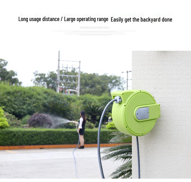 Automatic Retractable Hose Reel with High-Pressure Spray Gun for Car Washing and Household Use