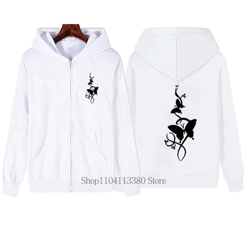 Fashion Floral Butterfly Printed Sports Zipper Hoodie Women High Quality Casual Long Sleeve Zip-up Hoodie Sweatshirts