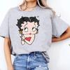 Betty Boop with Pudgy Dog Shirt Vintage Women Summer Cotton Short Sleeve Retro Cartoon Girl Graphic Printed Casual Daily Outfit