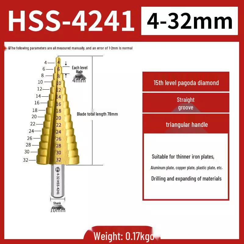 Tiangong Pagoda High-Hardness Universal Step Drill Bit Set for Stainless Steel